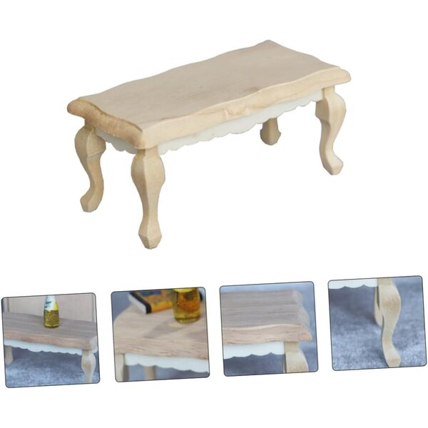 ORFOFE Mini Tavolino da Tè in Legno Beige per Miniature e Case delle Bambole