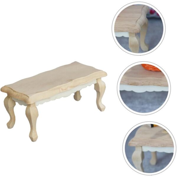 ORFOFE Mini Tavolino da Tè in Legno Beige per Miniature e Case delle Bambole
