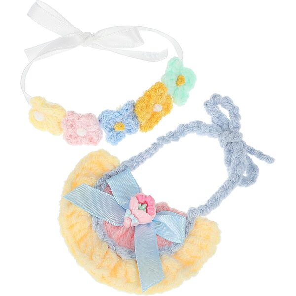 Gatuida-Puppenzubehörset: Blumenbandeau und weiches Baumwolllätzchen