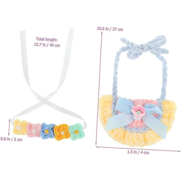 Set di accessori per bambole VICASKY: fascia floreale lavorata a maglia e bavaglino in cotone