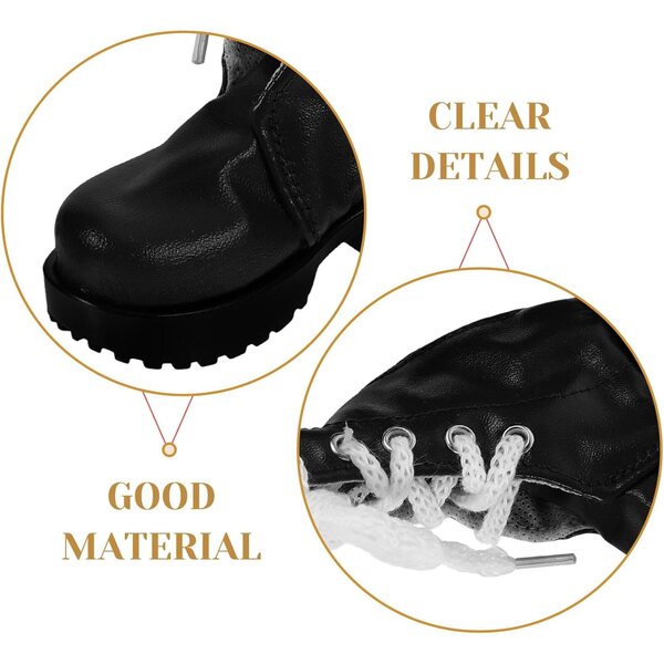 Gatuida Mini Scarpe per Bambole in PU Resistenti Antiscivolo Nero 9,8x8x3,3 cm