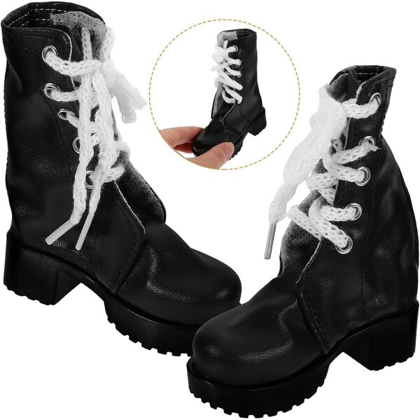 Gatuida Mini Scarpe per Bambole in PU Resistenti Antiscivolo Nero 9,8x8x3,3 cm