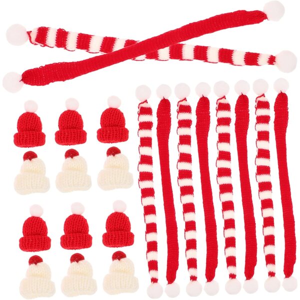 Mini cappello e sciarpe natalizie VICASKY per bambole - 40 pezzi festivi lavorati a maglia