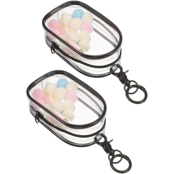 VICASKY Transparenter Minibeutel mit Schlüsselhalter und Pompon für Minifiguren, 2 Stück
