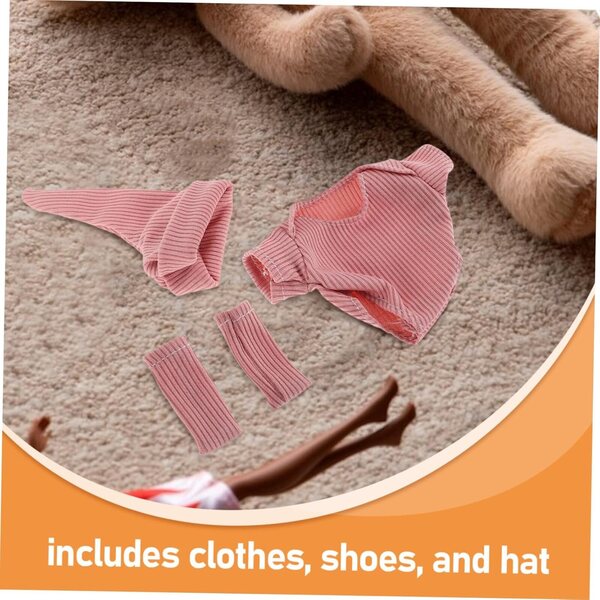 Gatuida Realistisches Kleidungsset für 18 cm große Puppen mit Schuhen und rosa Hut