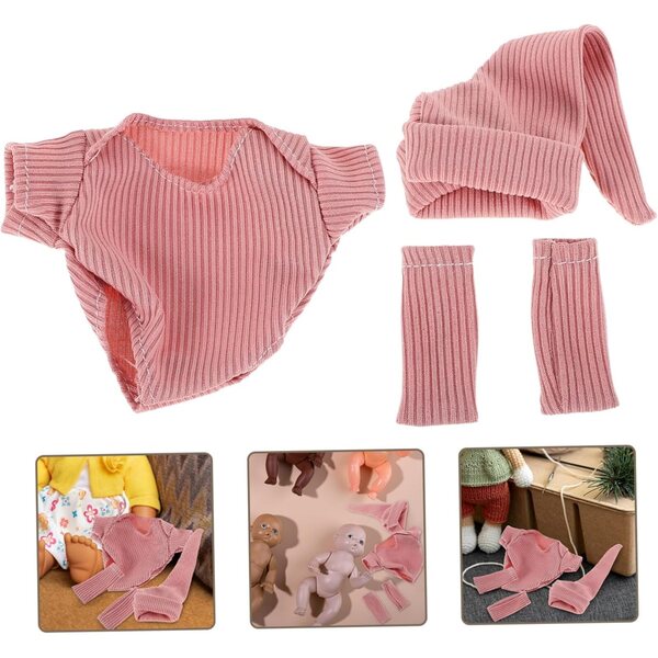 Gatuida Realistisches Kleidungsset für 18 cm große Puppen mit Schuhen und rosa Hut