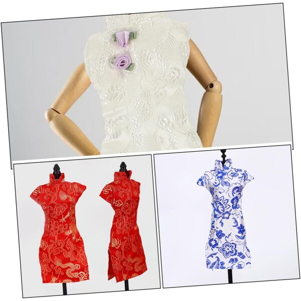 VICASKY Abiti Cheongsam per Bambole in Tessuto, 3 Pezzi, Colorati e Riutilizzabili