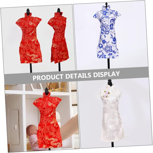 VICASKY Abiti Cheongsam per Bambole in Tessuto, 3 Pezzi, Colorati e Riutilizzabili