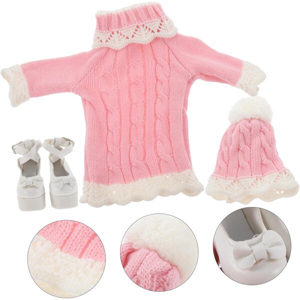 Gatuida Winterkleidungsset für 60 cm große Puppen mit Pullover, Mütze und Schuhen