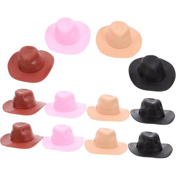 Gatuida 12 Mini Cappelli Cowboy in Plastica per Casa delle Bambole e Hobby Creativi