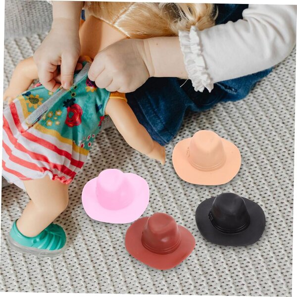 Gatuida 12 Mini Cappelli Cowboy in Plastica per Casa delle Bambole e Hobby Creativi