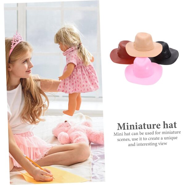 Gatuida 12 Mini Cappelli Cowboy in Plastica per Casa delle Bambole e Hobby Creativi