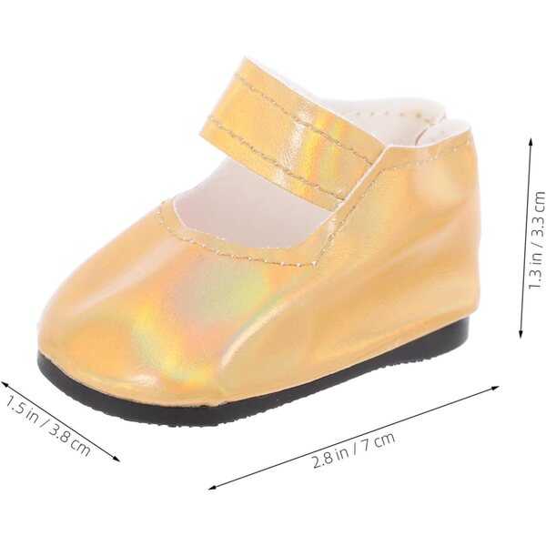 Gatuida Scarpe Dorate per Bambola 18 Pollici in PU, Miniature per Giochi di Ruolo Bambini