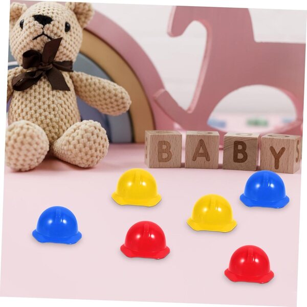Mini caschi da cantiere per bambole Gatuida in polypropylene colorati, set da 40 pezzi
