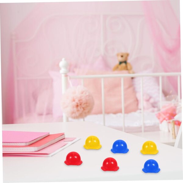 Mini caschi da cantiere per bambole Gatuida in polypropylene colorati, set da 40 pezzi