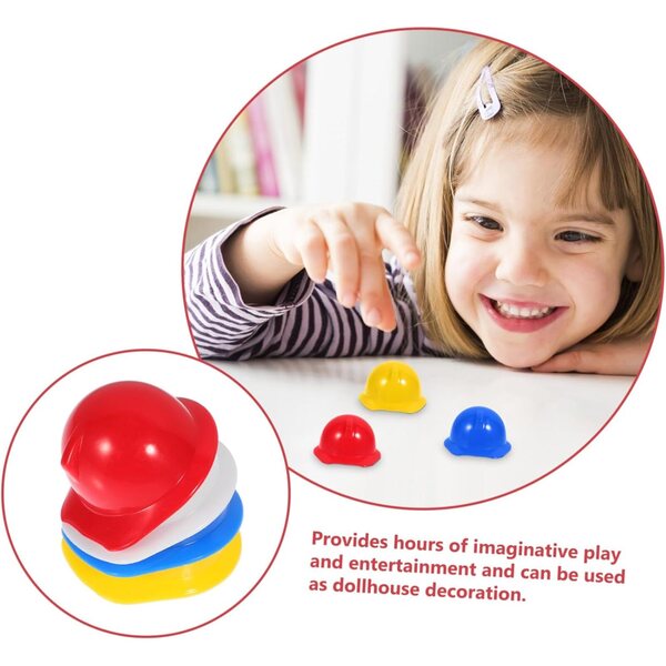 Mini caschi da cantiere per bambole Gatuida in polypropylene colorati, set da 40 pezzi