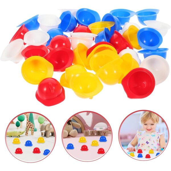 Mini caschi da cantiere per bambole Gatuida in polypropylene colorati, set da 40 pezzi