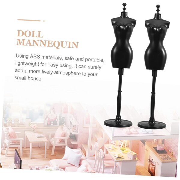 Set 6 Mini Mannequins di Supporto per Abiti Bambole - Gatuida, Nero ABS Resistente