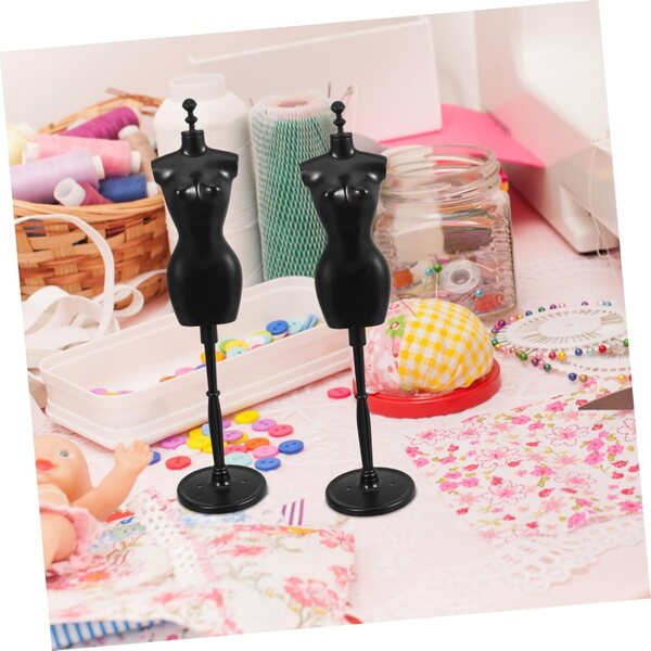 Set 6 Mini Mannequins di Supporto per Abiti Bambole - Gatuida, Nero ABS Resistente