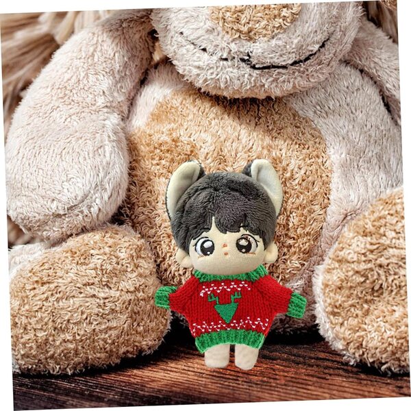 Mini maglione in peluche per bambole Gatuida con motivo triangolare rosso e verde
