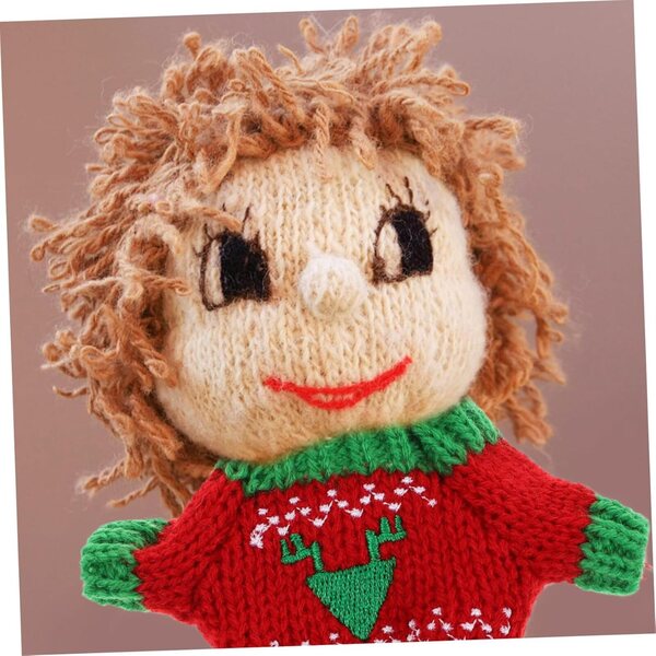 Mini maglione in peluche per bambole Gatuida con motivo triangolare rosso e verde