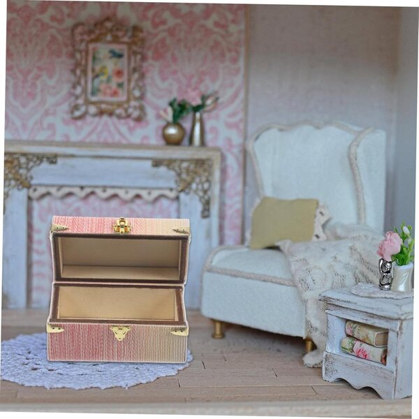 Valigia Miniatura Vintage in Legno e Pelle per Casa delle Bambole | Garneck