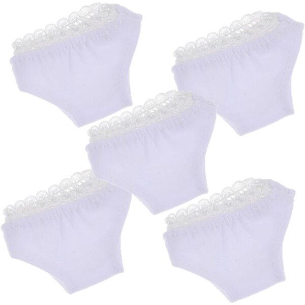 Gatuida Set di 5 Culottes Bianche Elastiche per bambole Mini 4x3,5 cm