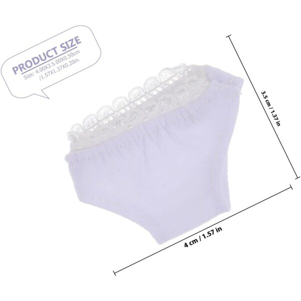 Gatuida Set di 5 Culottes Bianche Elastiche per bambole Mini 4x3,5 cm