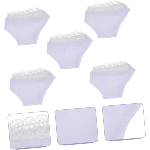 Gatuida Set di 5 Culottes Bianche Elastiche per bambole Mini 4x3,5 cm