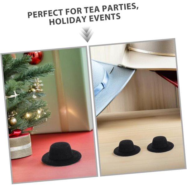 VICASKY 40 mini cappelli a cilindro neri per decorazioni, artigianato e accessori DIY