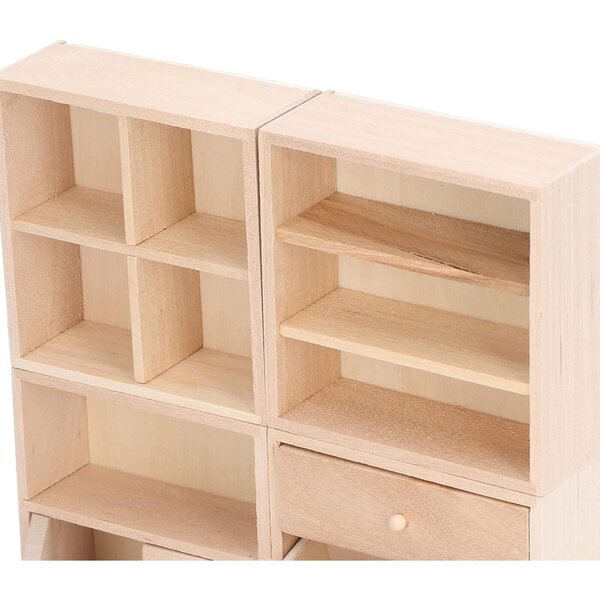 Lot de 4 armoires en bois de bouleau pour maison de poupées 1/12 – Miniature décorative