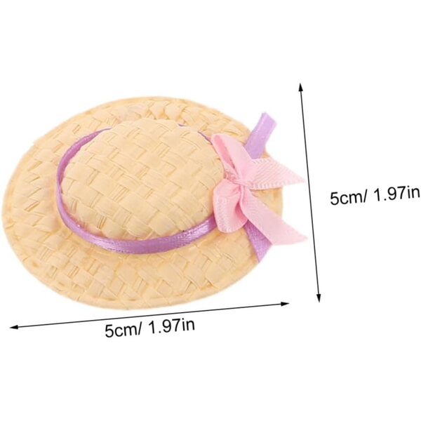 Mini handgemachte Strohhüte für Puppen 4 Stück - DIY kreatives Zubehör