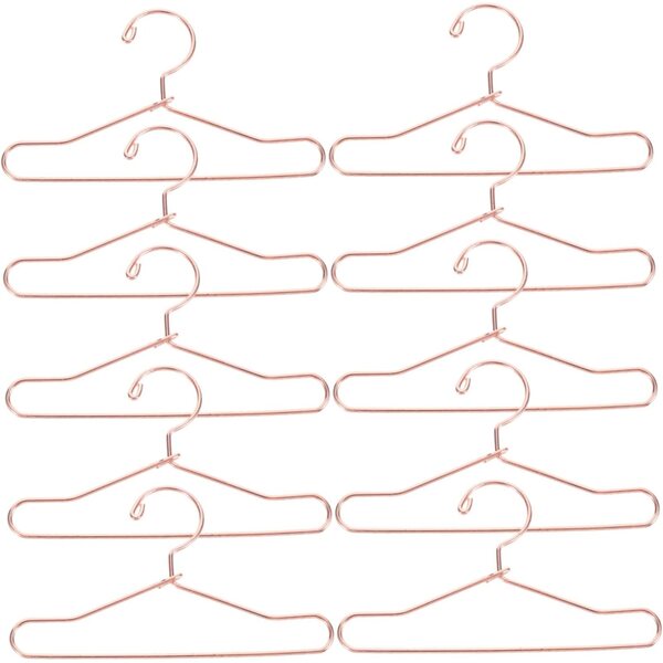 VICASKY Set 10 Mini Cintre in Metallo per Vestiti di Bambole Colore Oro Rosa