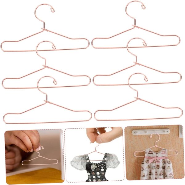 VICASKY Set 10 Mini Cintre in Metallo per Vestiti di Bambole Colore Oro Rosa