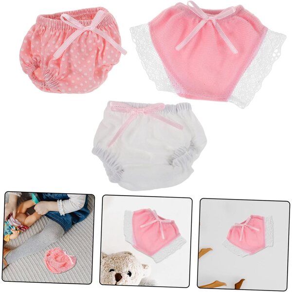 Gatuida Set 3 Pannolini Riutilizzabili per Bambole Mini con Colori Assortiti