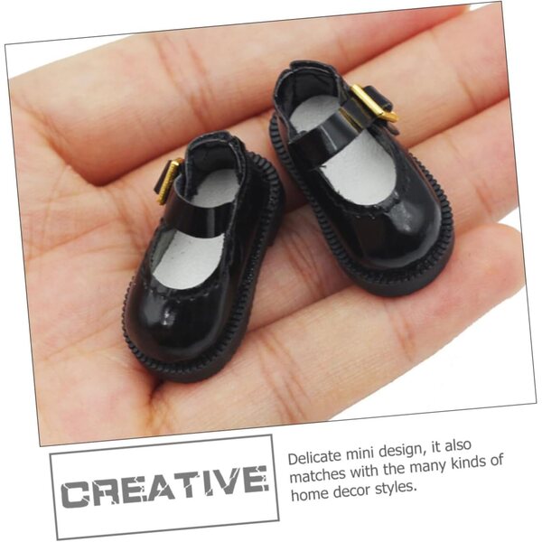 Gatuida Mini Scarpe Nere per Bambole 3,2 cm - Accessori DIY per Mini Case e BJD