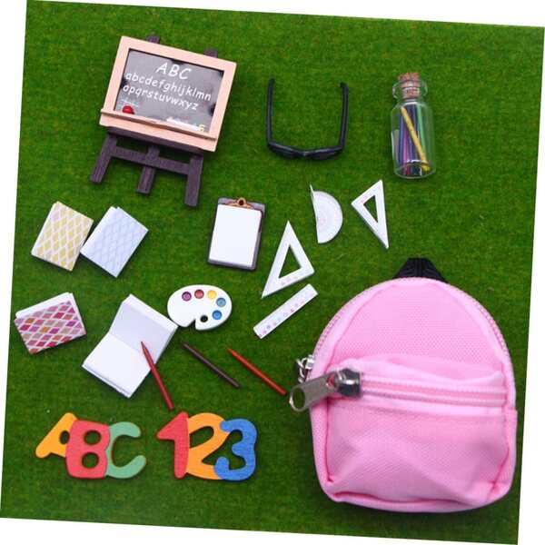 VICASKY Mini-Rucksack und Schreibwaren-Set für die Puppenhaus-Spieleschule