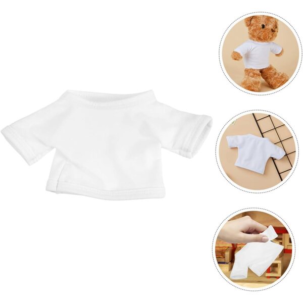 VICASKY Set mit 2 weichen weißen T-Shirts für Teddybären, 35 cm, bequem und wiederverwendbar