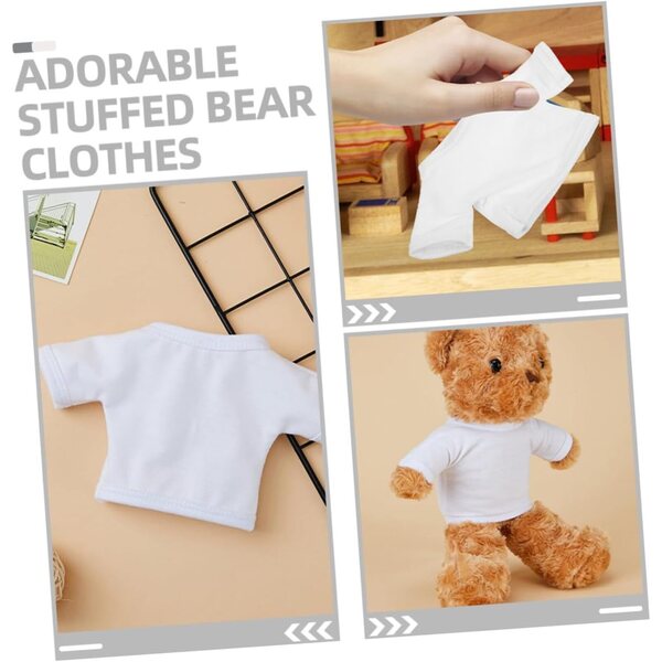 VICASKY Set mit 2 weichen weißen T-Shirts für Teddybären, 35 cm, bequem und wiederverwendbar