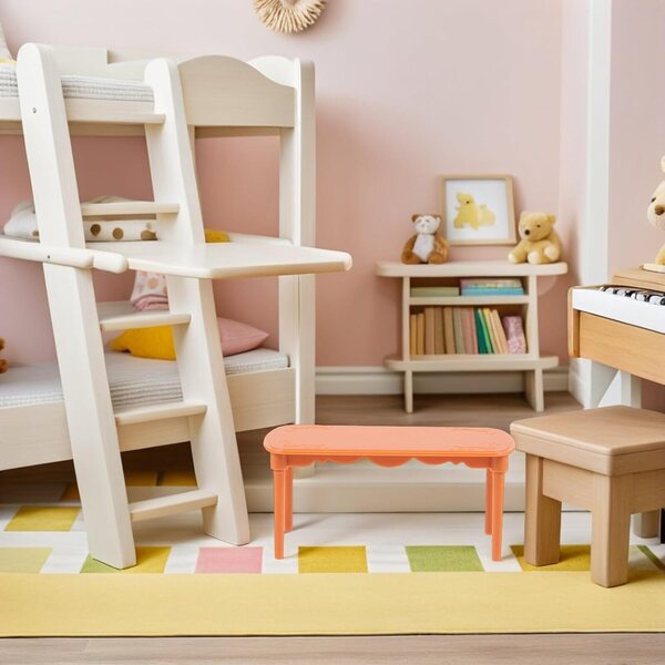 Didiseaon Set Mobili Mini Tavolo e Sedie in Plastica per Casa delle Bambole Cachi