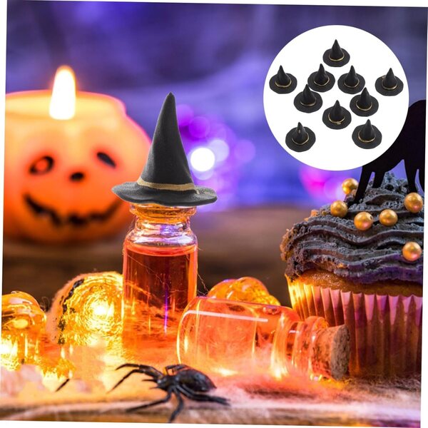 Gatuida 20 schwarze Mini-Hüte für Halloween-Dekorationen und DIY-Zubehör