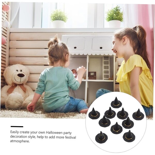 Gatuida 20 schwarze Mini-Hüte für Halloween-Dekorationen und DIY-Zubehör