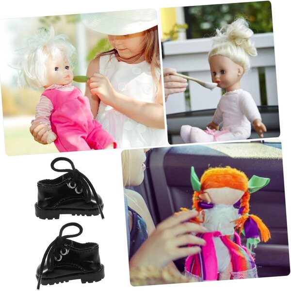 Miniatur-Schuhe aus schwarzem Kunstleder für Puppen 15–20 cm – VICASKY