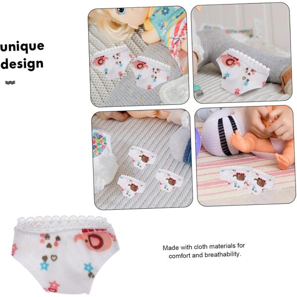 Gatuida Mini Culottes Bianche per Bambole in Tessuto, Accessori Riutilizzabili Set da 3