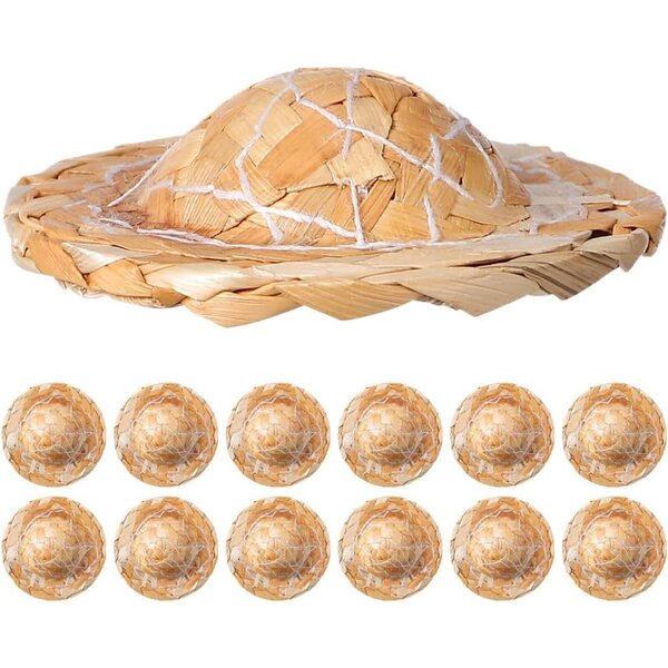 VICASKY Mini Cappelli di Paglia Naturale 24 pezzi per Decorazioni e Progetti DIY