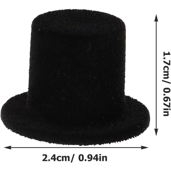 SEWACC 20 Mini-dekorative schwarze Hüte für Puppen und kreative Hobbys