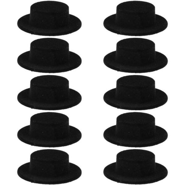 SEWACC Set mit 10 schwarzen beflockten Mini-Zylindern für Puppen und DIY-Dekorationen