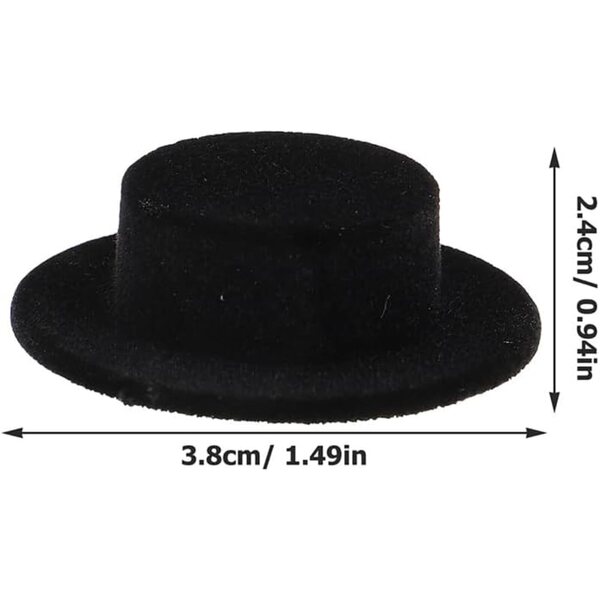SEWACC Set 10 Mini Cappelli a Cilindro Neri Floccati per Pupi e Decorazioni DIY