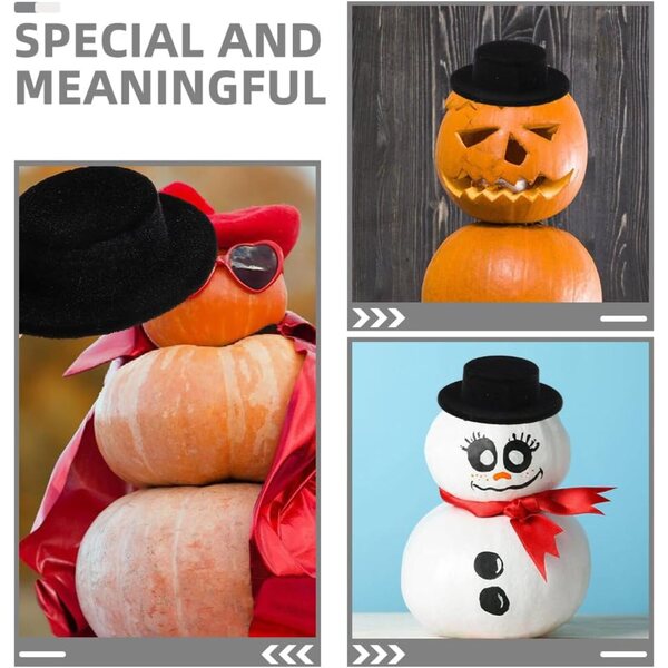 SEWACC Set 10 Mini Cappelli a Cilindro Neri Floccati per Pupi e Decorazioni DIY
