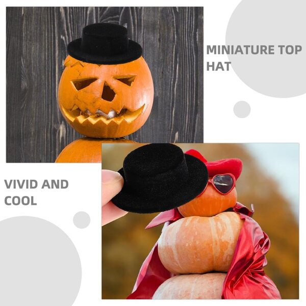 SEWACC Set 10 Mini Cappelli a Cilindro Neri Floccati per Pupi e Decorazioni DIY